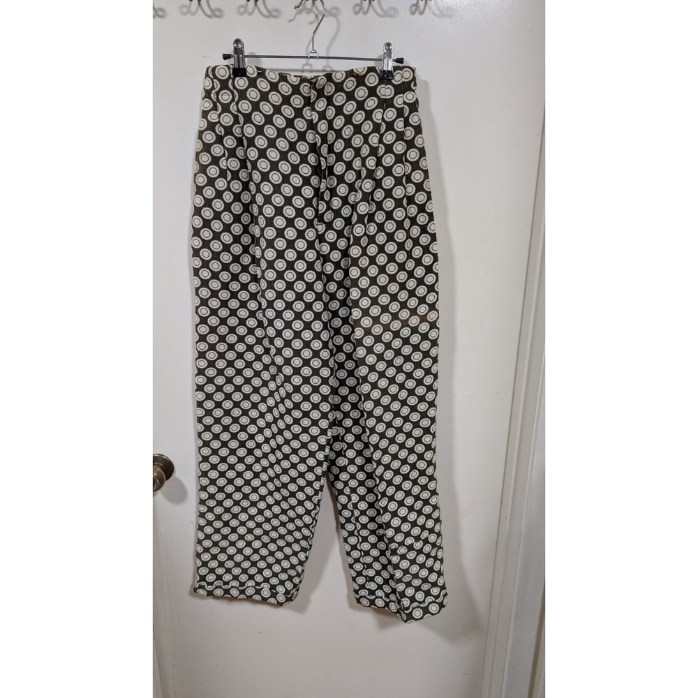 Women's Custom-Made Green and White Mod Print Pants
